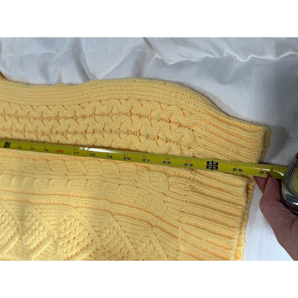 VTG  Astor One Cable Knit Sweater Women's M Oversized Yellow Pullover Fair Isle - Picture 8 of 11